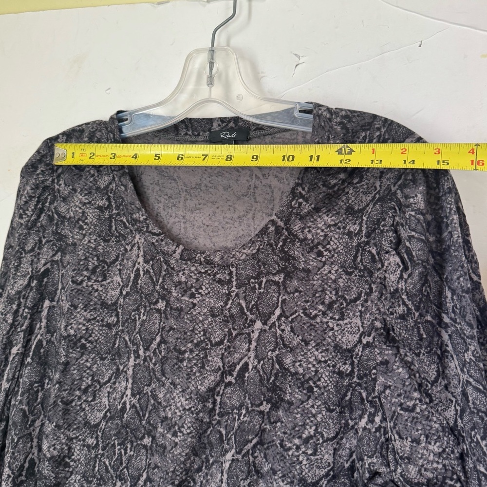 Rails EMILIA SnakeSkin Print Lightweight Puff Sleeve Crew Top Boho Shirt Gray XL - Picture 13 of 16